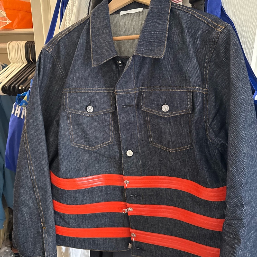 HELMUT LANE Denim Jacket with ORANGE functional zippers